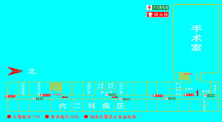 5f综合病区 6f手术室 西楼 1f急诊科,核磁室,门诊注射室,门诊换药室