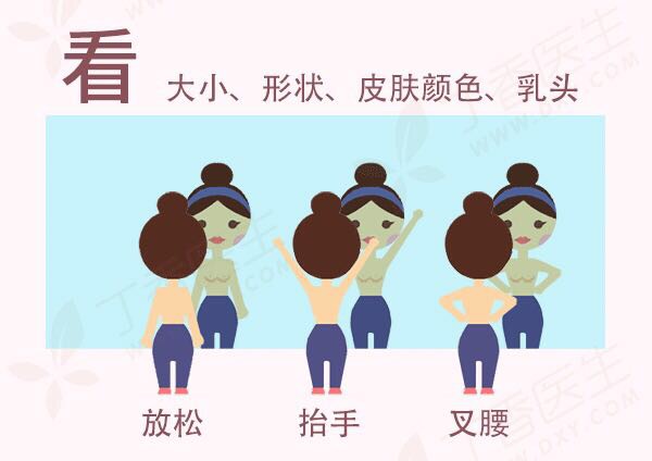 乳腺自檢方法圖示